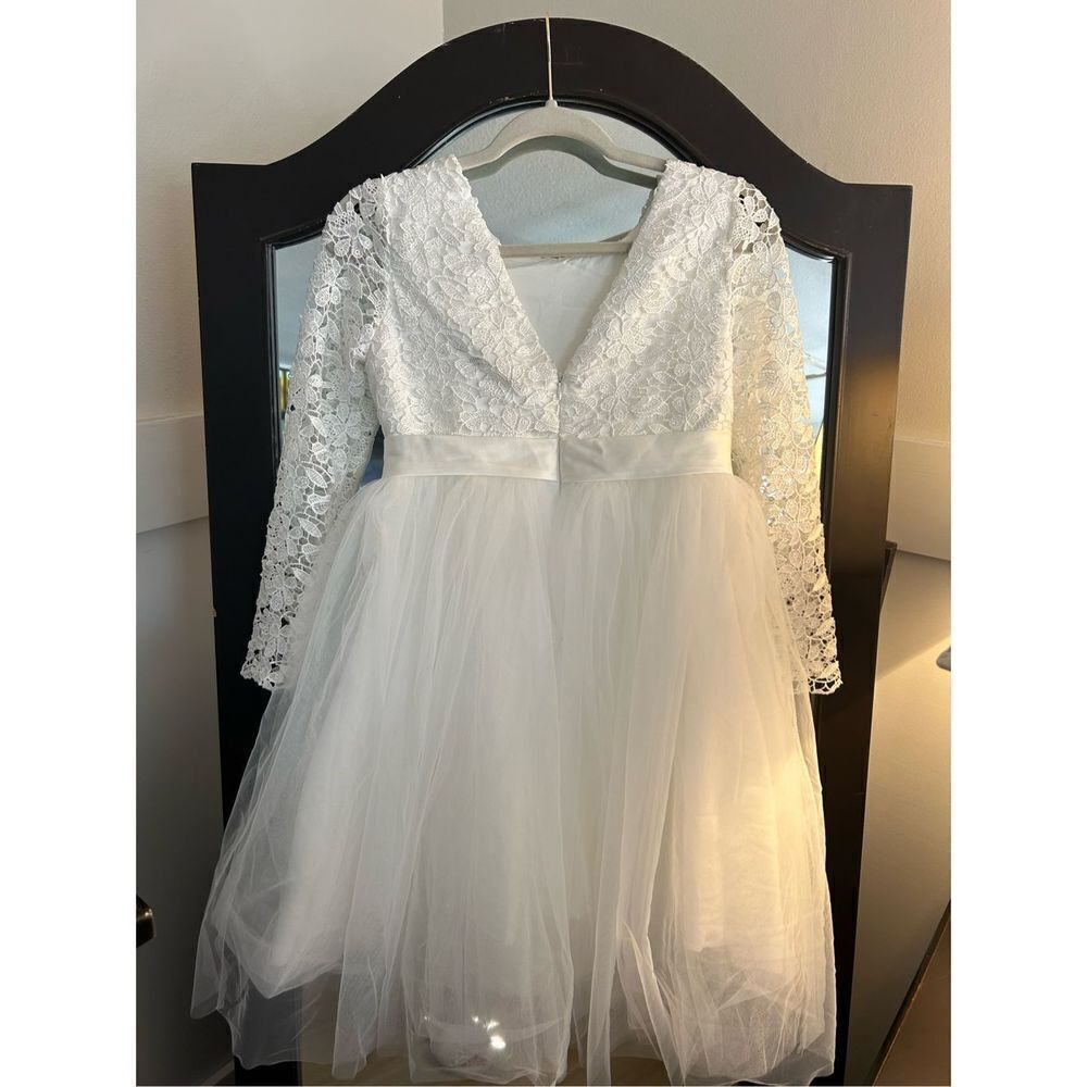 NEW Girls Lace Dress A-Line Princess Wedding Party Flower Girl 11/12 yr old - Picture 2 of 2